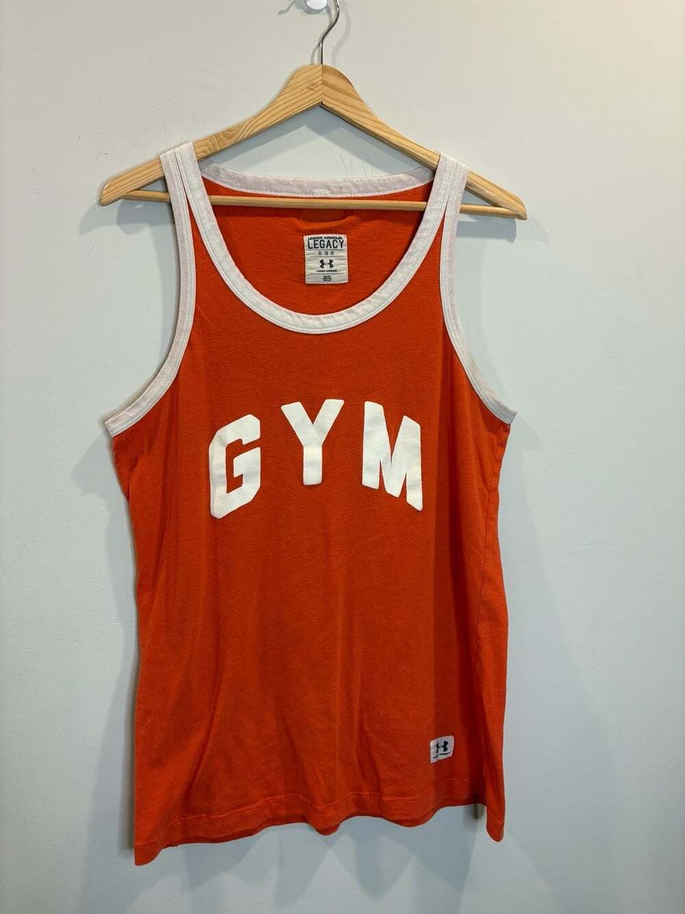 Under Armour Legacy GYM Orange White Rind Trim Tank Top